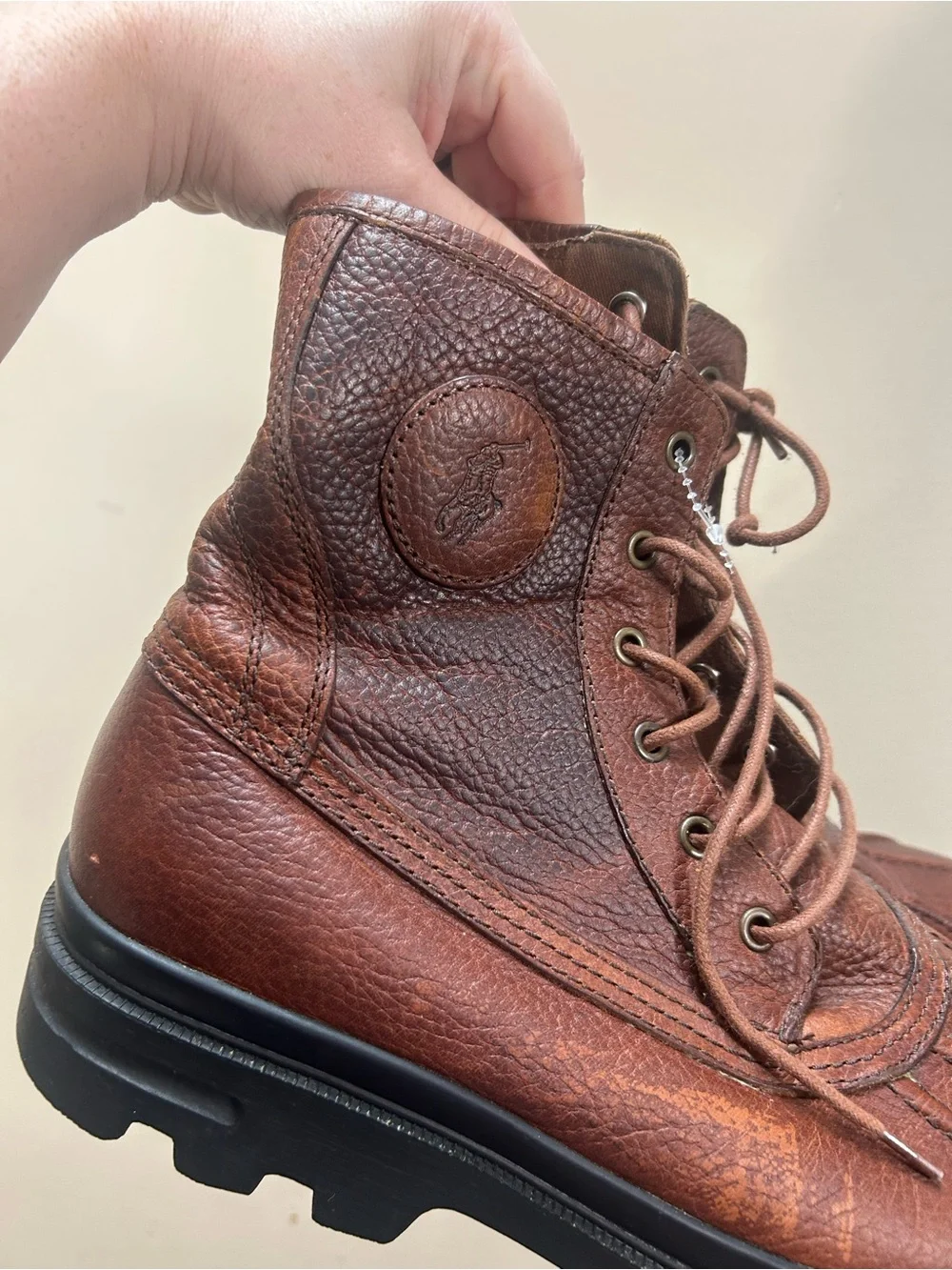 Polo Ralph Lauren Udel Men's Duck Boots Dark Brown Leather Boots Size 12D